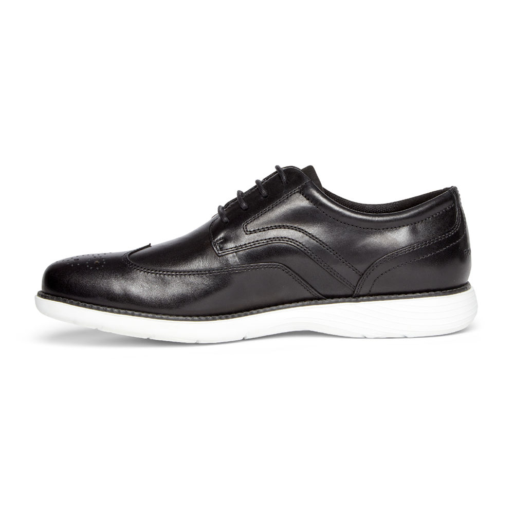 Rockport Singapore Mens Oxfords - Garett Wingtip Black/White - KW2804756